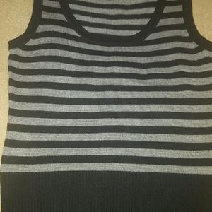Gray and black striped sweater tank top